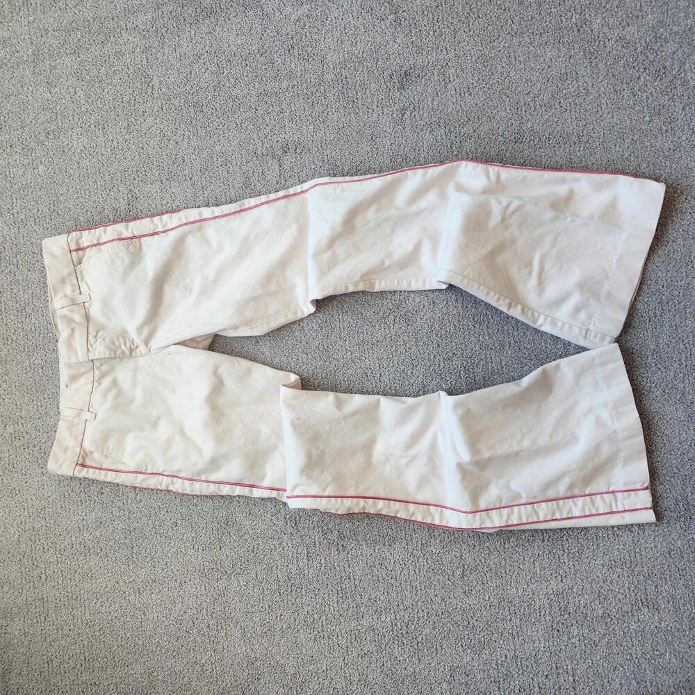 Vintage Juicy Couture Cream Pants w/ Pink Stripe | Y2K Low Rise Trousers 28